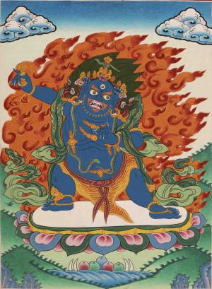 Original Hand Painted Vajrapani Thangka | Tantric Wrathful Bodhisattva Painting Art Painting for Meditation, Good Luck , Wealth and Success